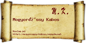 Mogyoróssy Kabos névjegykártya